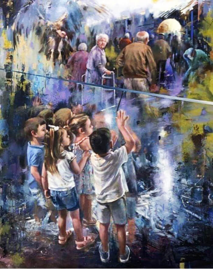 Ο πίνακας που συγκινεί: Τα εγγόνια χαιρετούν όσους έφυγαν χωρίς αντίο