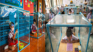 Ταϊλάνδη: Μαθητές κάνουν μάθημα σε πλαστικά κουτιά
